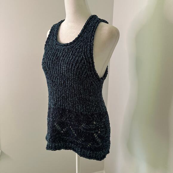 Pilcro Anthropologie blue knit sleeveless tank top size L - Picture 3 of 11